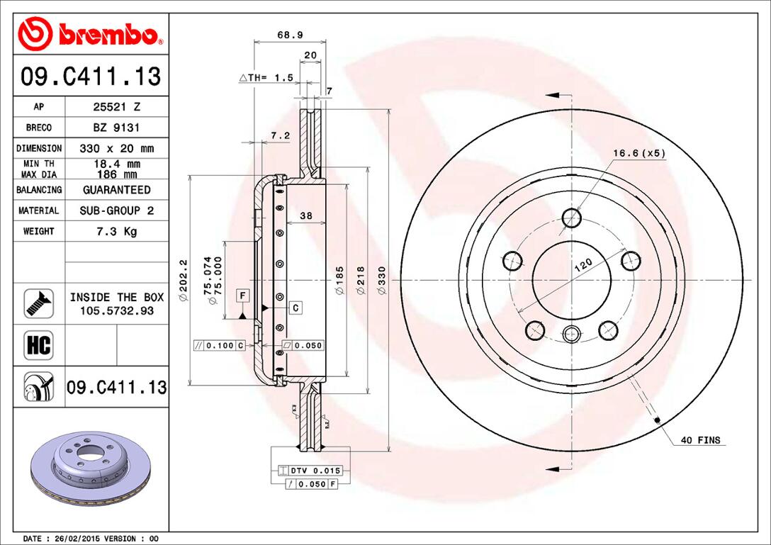 BMW Brembo Disc Brake Rotor – Rear (330mm) 34216775287