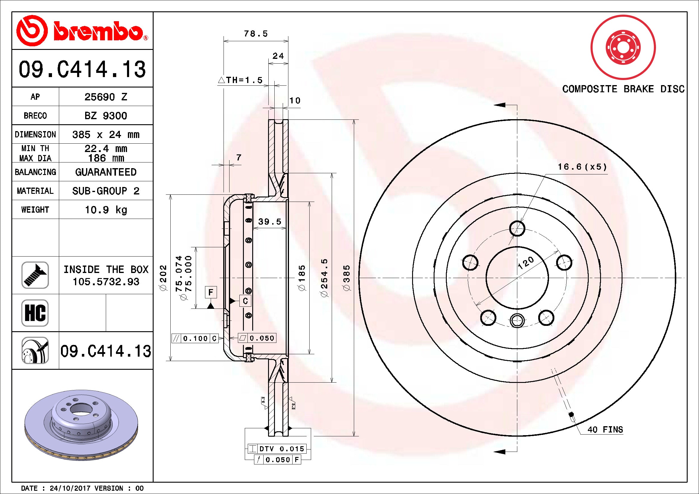 BMW Brembo Disc Brake Rotor – Rear (385mm) 34216779535