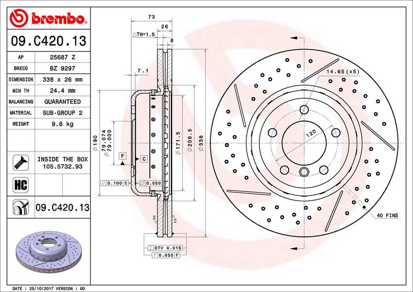 BMW Brembo Disc Brake Rotor – Front (338mm) 34116786392