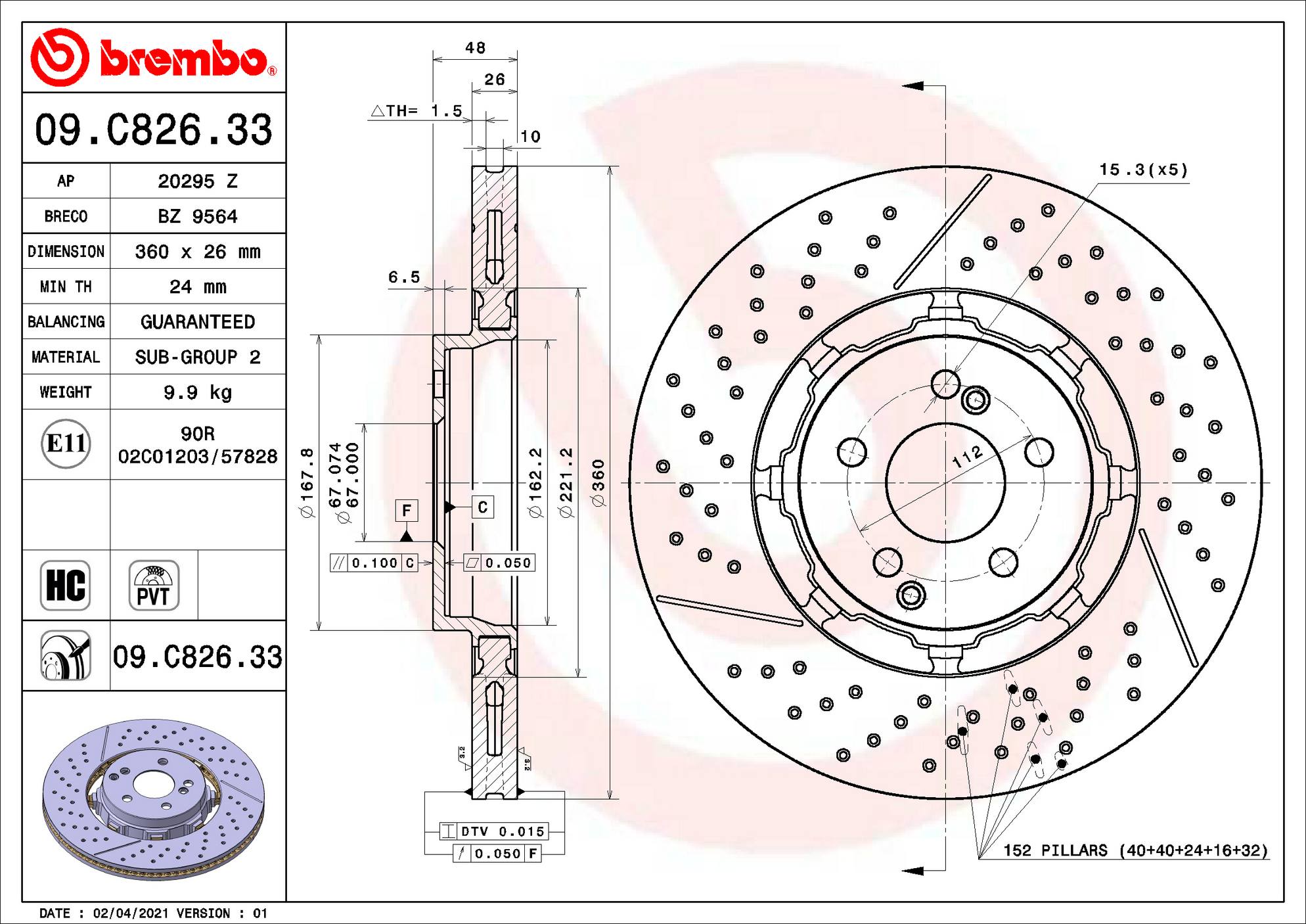 Mercedes-Benz Disc Brake Rotor – Rear (360mm) 2134230000