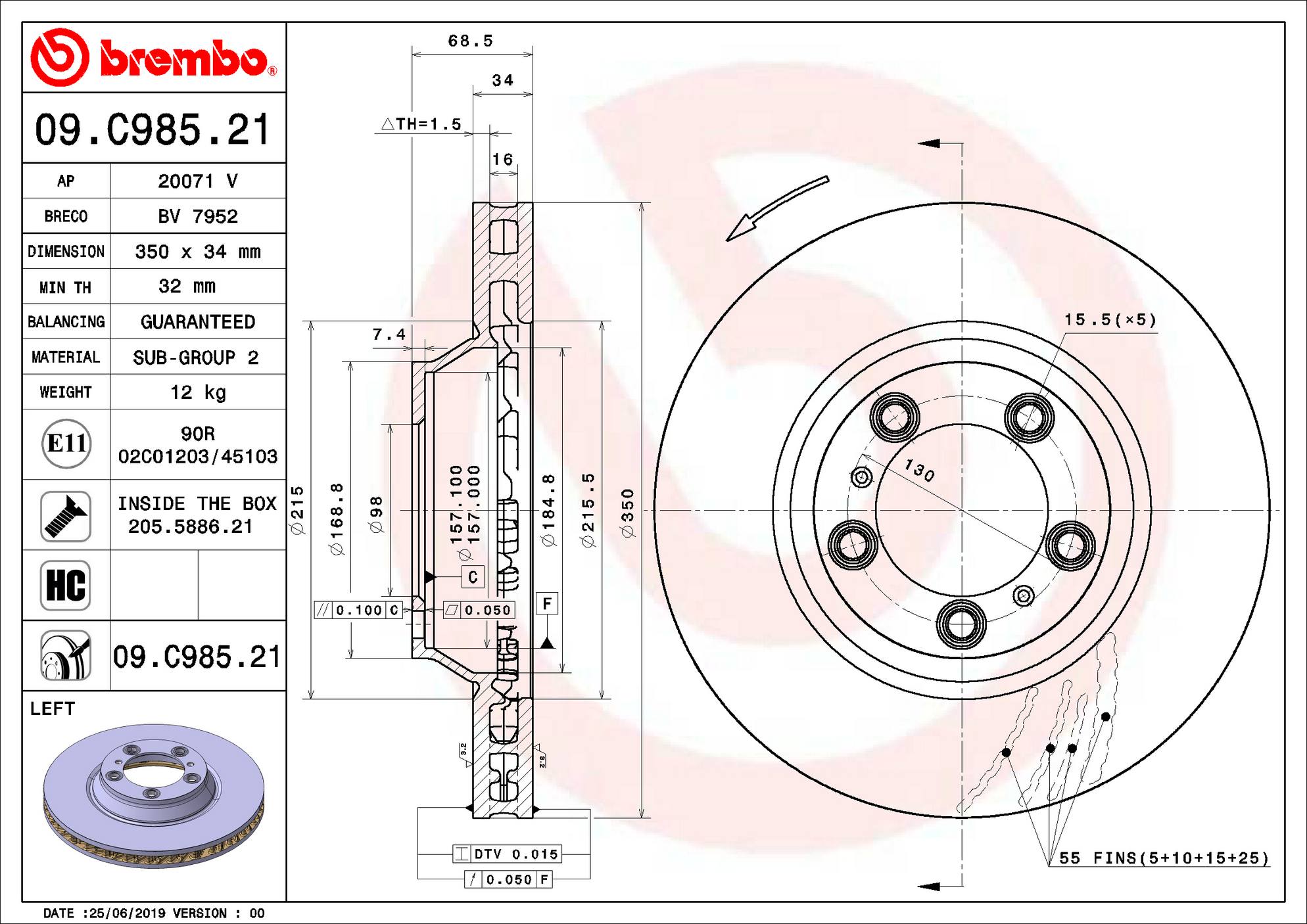 Porsche Disc Brake Rotor – Front Driver Left (350mm) 9Y0615301