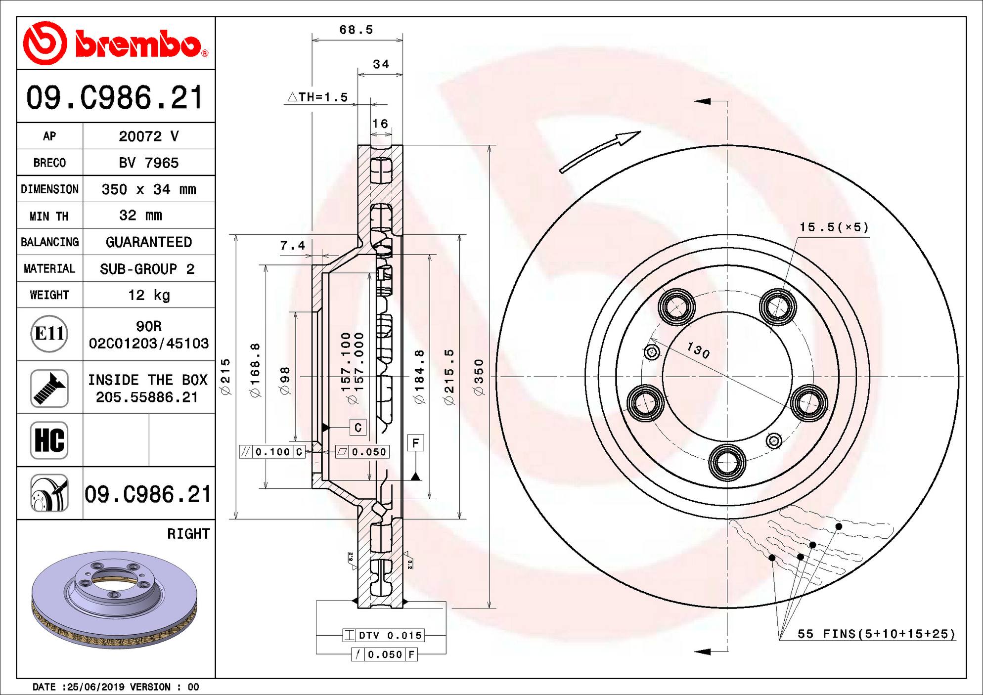 Porsche Disc Brake Rotor – Front Passenger Right (350mm) 971615302