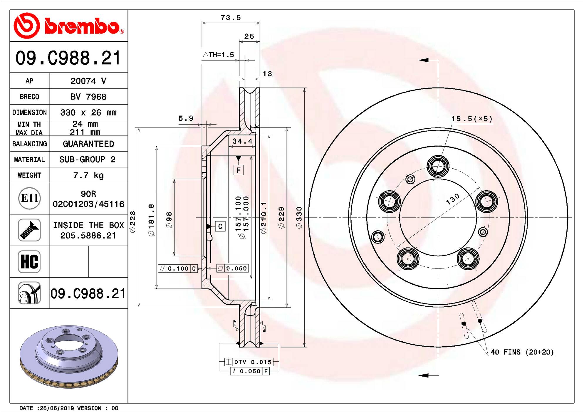 Porsche Disc Brake Rotor – Rear (330mm) 9Y0615601