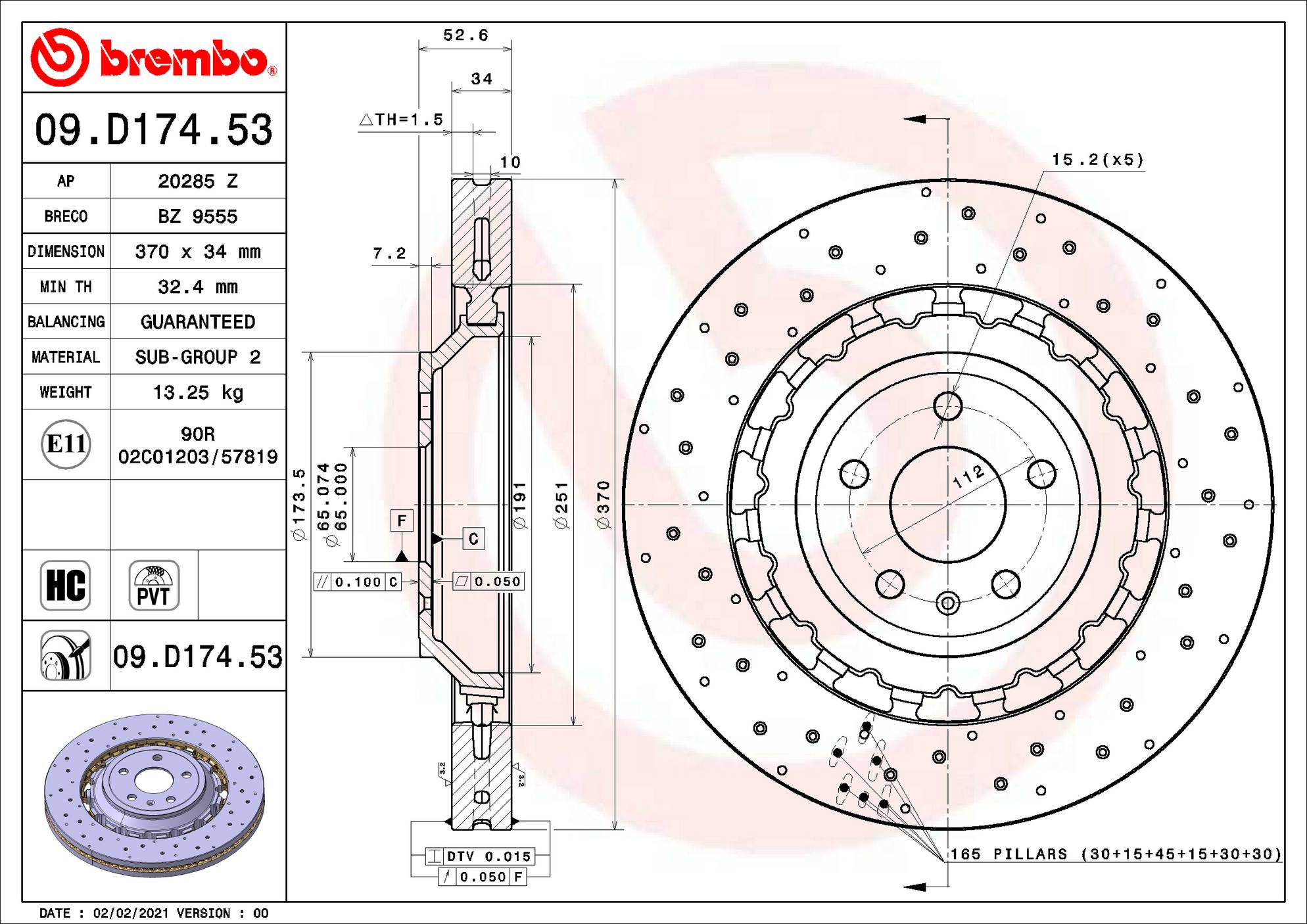 Audi Disc Brake Rotor – Front – Brembo 8V0615301D