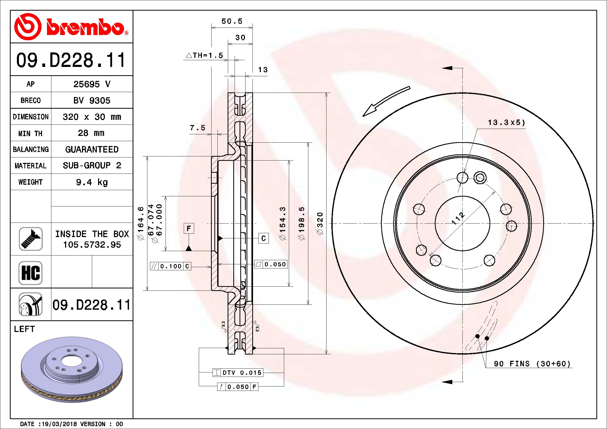 Mercedes Brembo Disc Brake Rotor – Front Driver Side (320mm) 1294211712