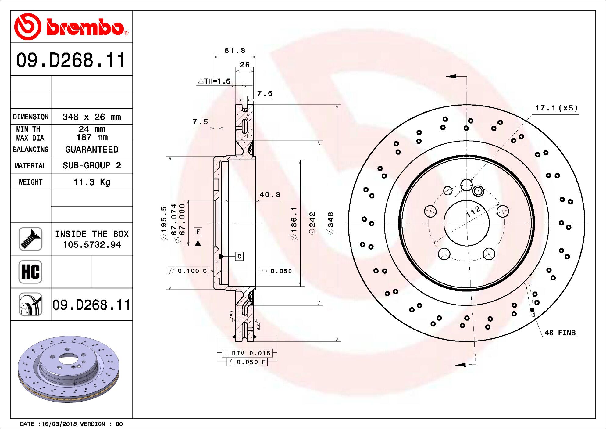 Mercedes Brembo Disc Brake Rotor – Rear (348mm) 2204231112