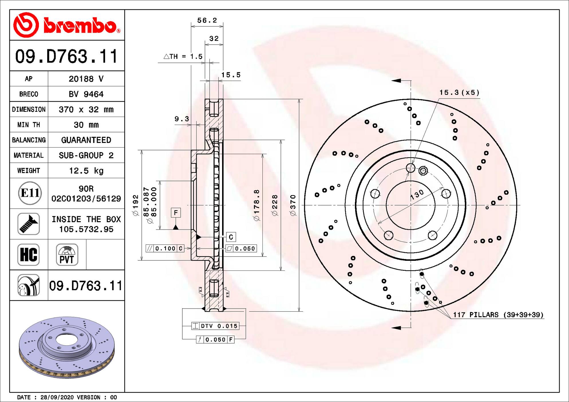 Mercedes-Benz Disc Brake Rotor – Rear (370mm) 4634230000