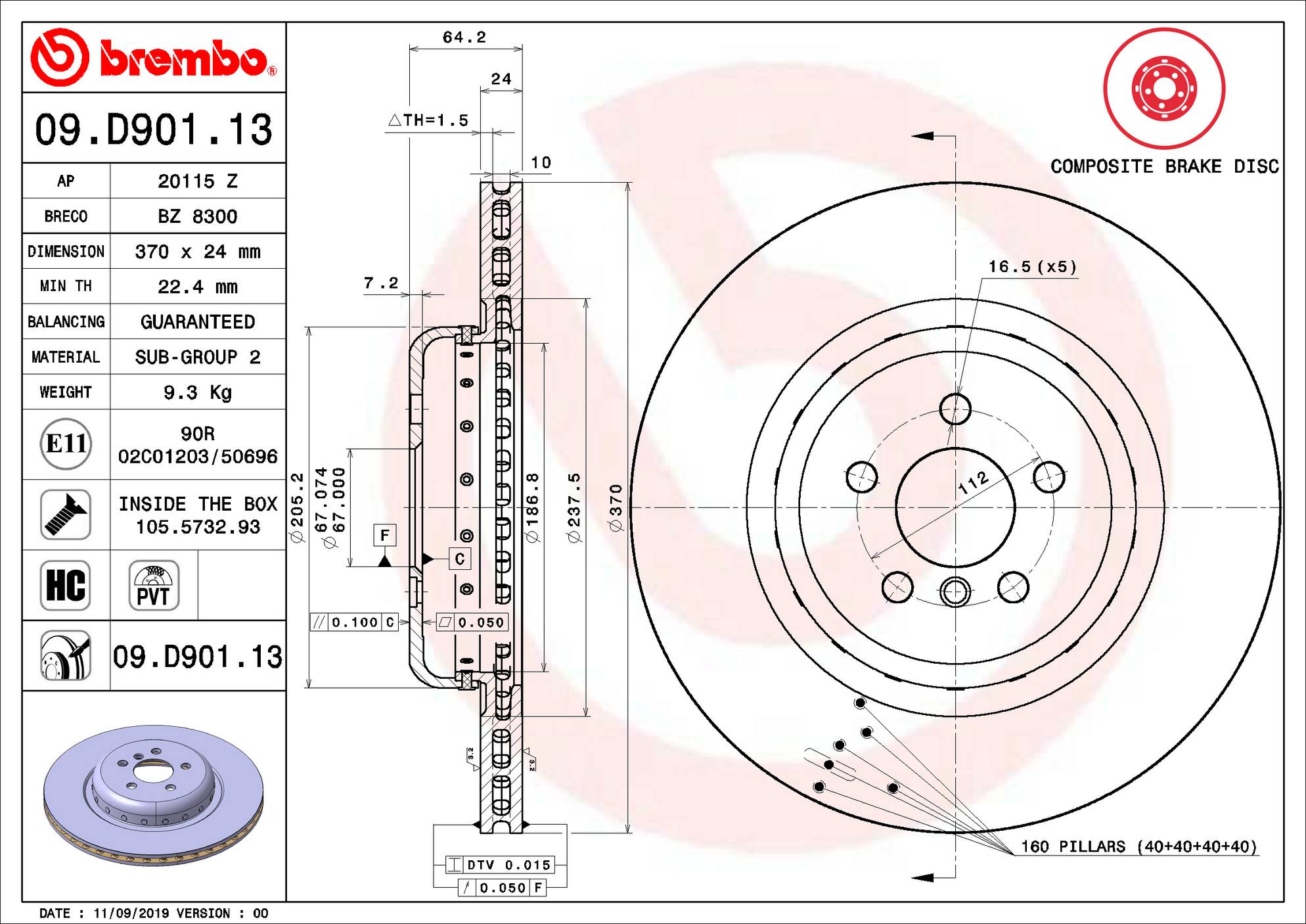 BMW Disc Brake Pad and Rotor Kit – Front and Rear (374mm/370mm) (Low-Met) 34106880078