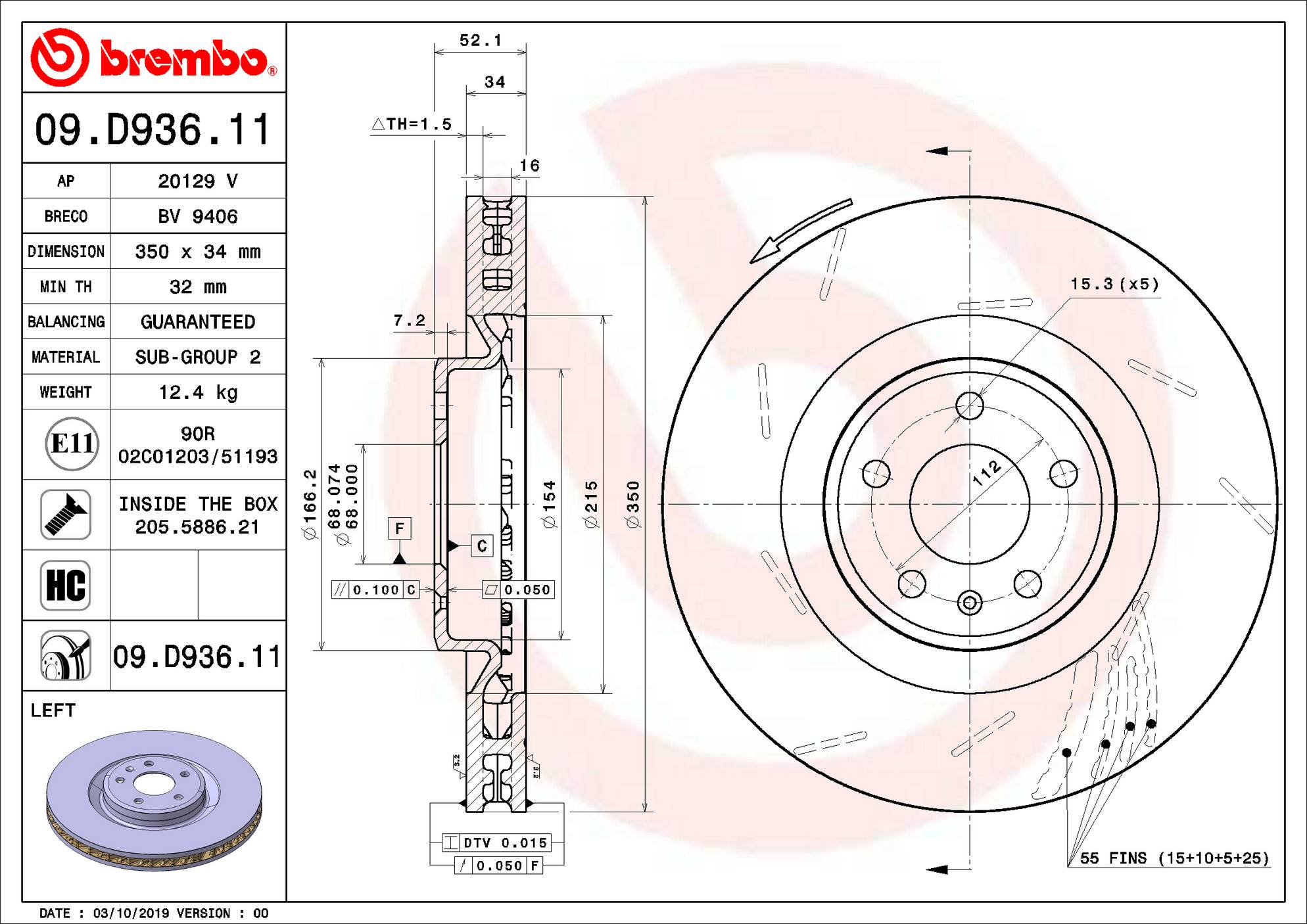 Porsche Disc Brake Rotor – Front Driver Side (350mm) 95B615301T