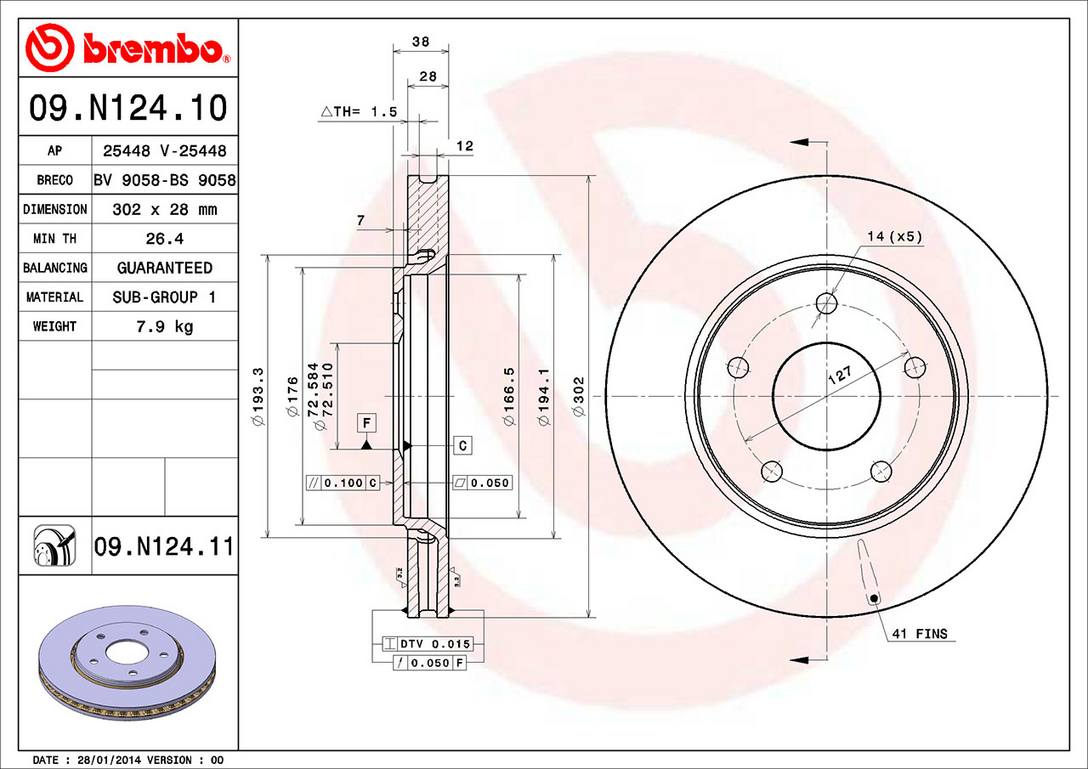 Volkswagen Disc Brake Pad and Rotor Kit – Front and Rear (302mm/305) (Ceramic) K04721995AB