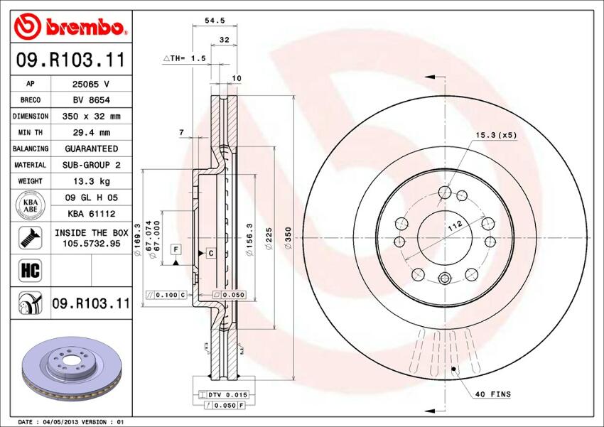 Mercedes Brembo Disc Brake Rotor – Front (350mm) 1644210512