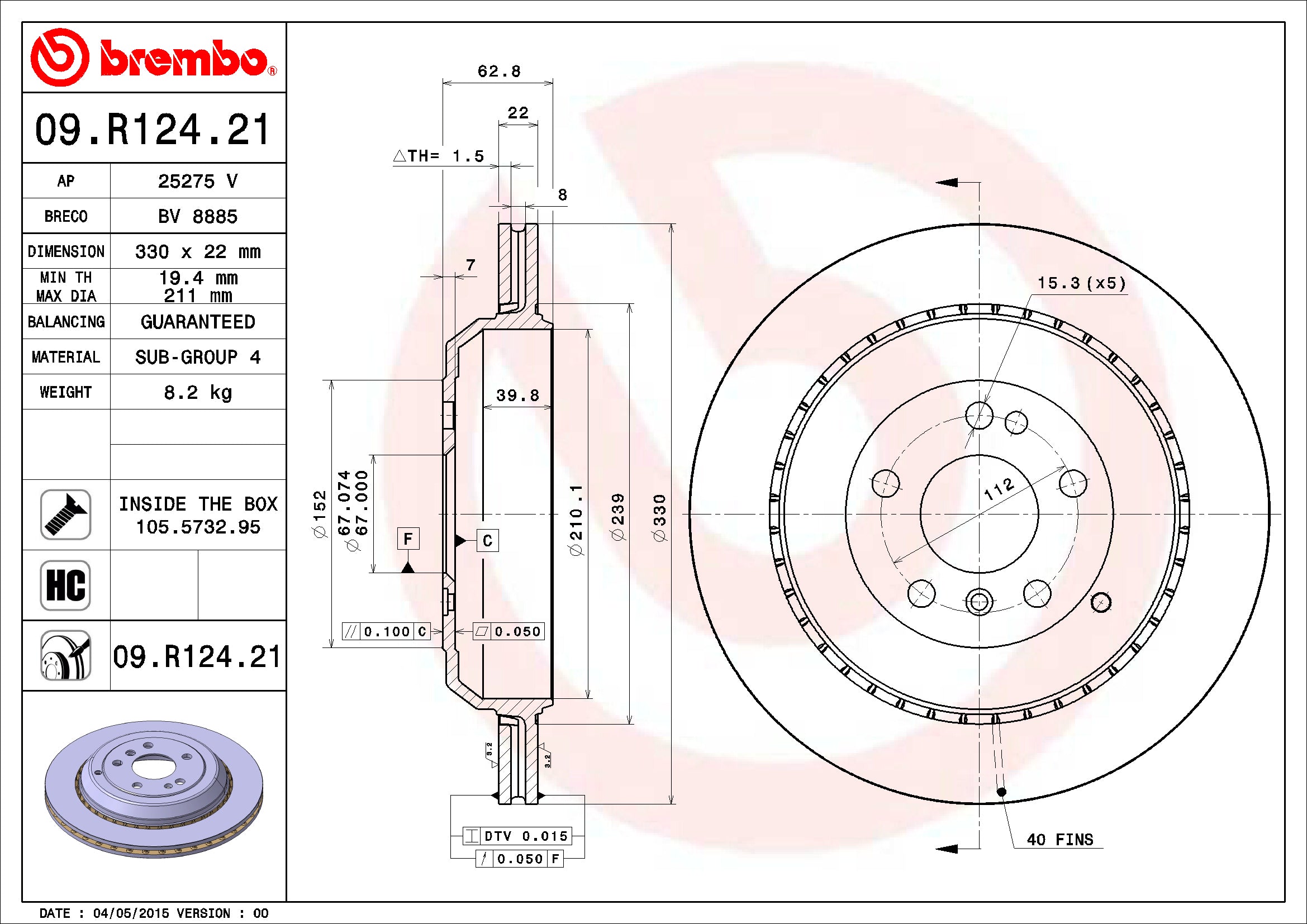 Mercedes Brembo Disc Brake Rotor – Rear (330mm) 1644231312