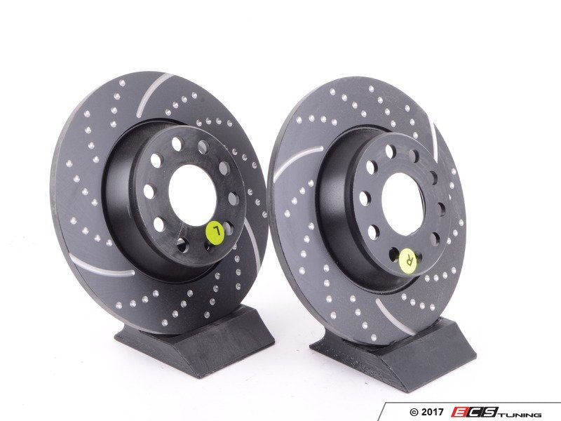 Rear Slotted & dimpled Brake Rotors - Pair (282x12)