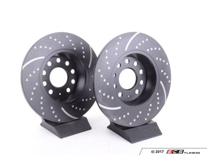 Rear Slotted & dimpled Brake Rotors - Pair (282x12)