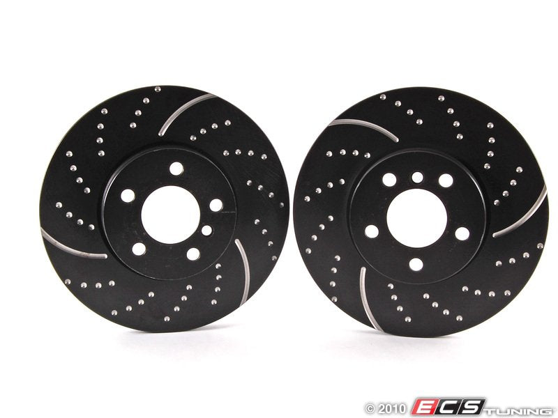 Front Cross Drilled & Slotted Brake Rotors - Pair