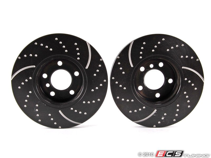 Front Cross Drilled & Slotted Brake Rotors - Pair