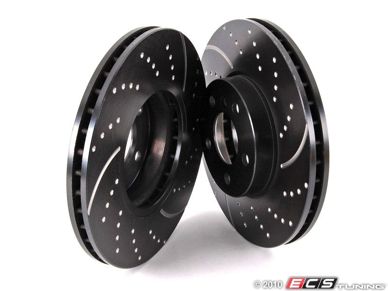 Front Cross Drilled & Slotted Brake Rotors - Pair