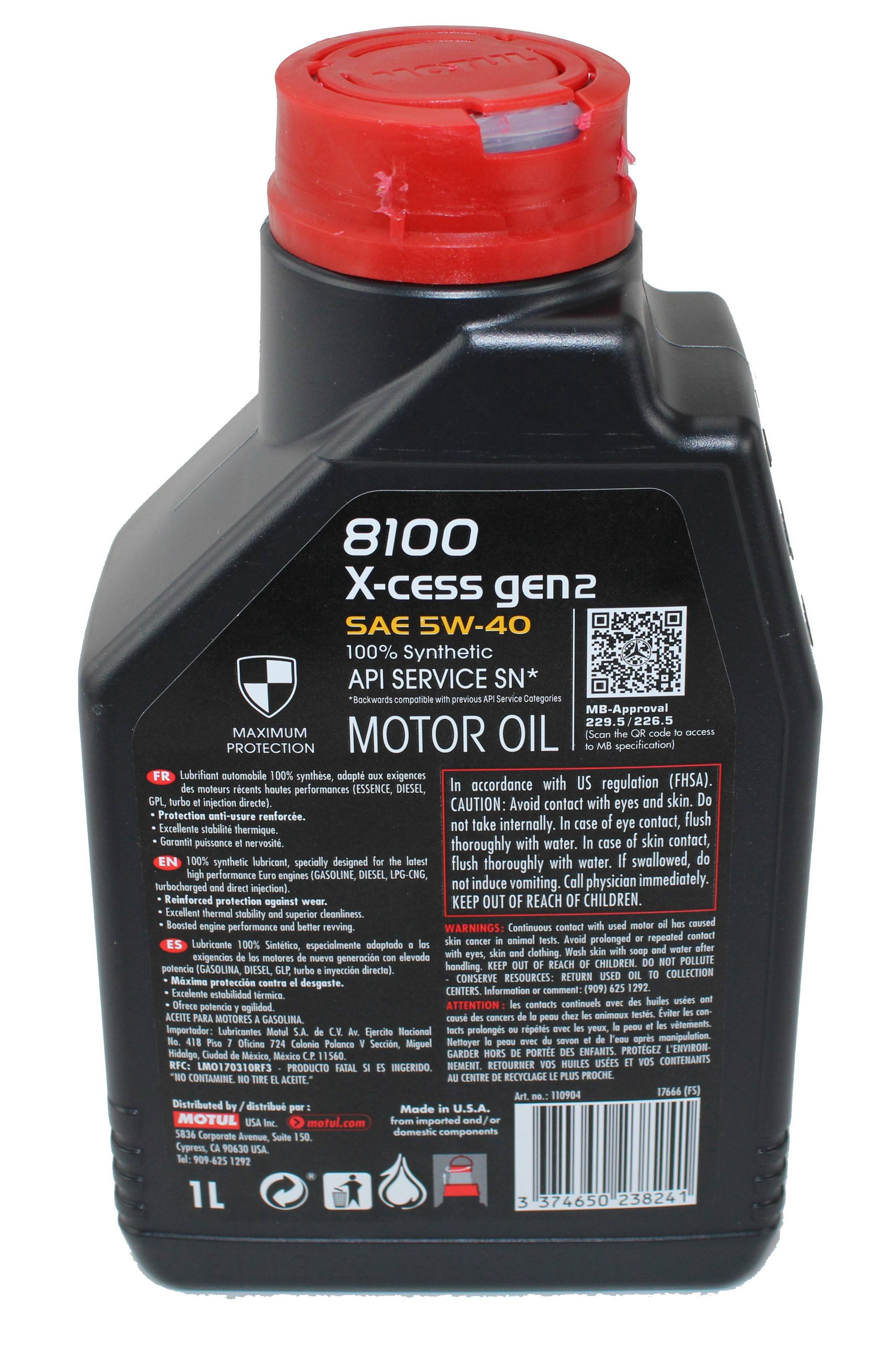 Engine Oil (5W-40) (1 Liter) (X-Cess 8100) (Gen 2)