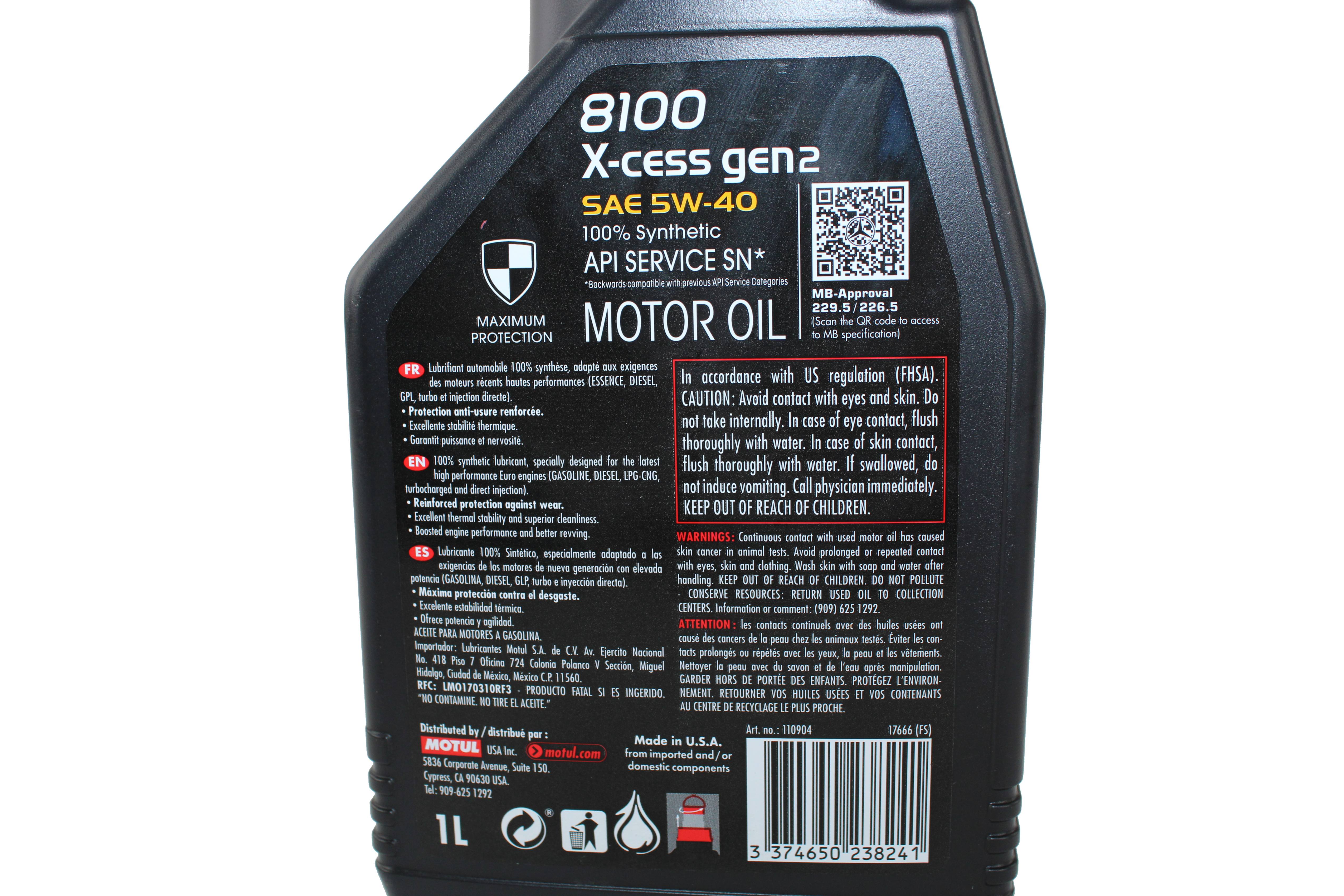 Engine Oil (5W-40) (1 Liter) (X-Cess 8100) (Gen 2)