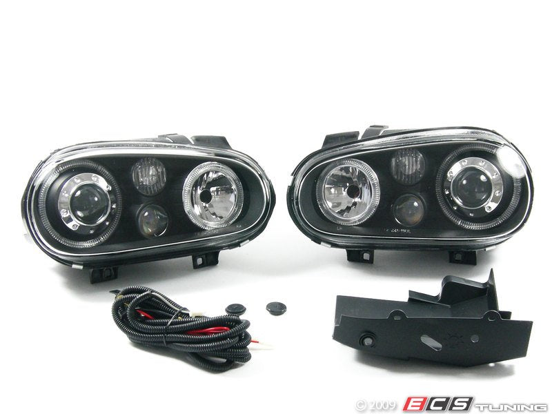 OE HID Replica Projector Headlight Set - Black