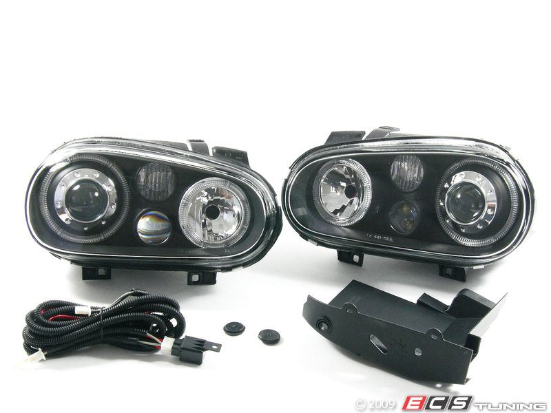 OE HID Replica Projector Headlight Set - Black