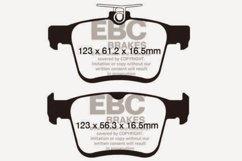 EBC 2014+ Audi A3 1.8 Turbo (w/Electronic Parking Brake) Redstuff Rear Brake Pads