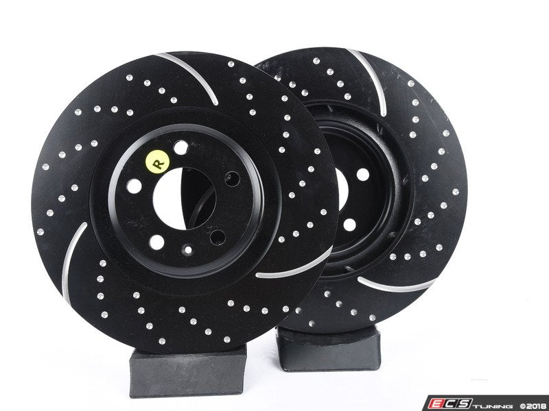 Front Slotted & Dimpled Brake Rotors - Pair (345x30)