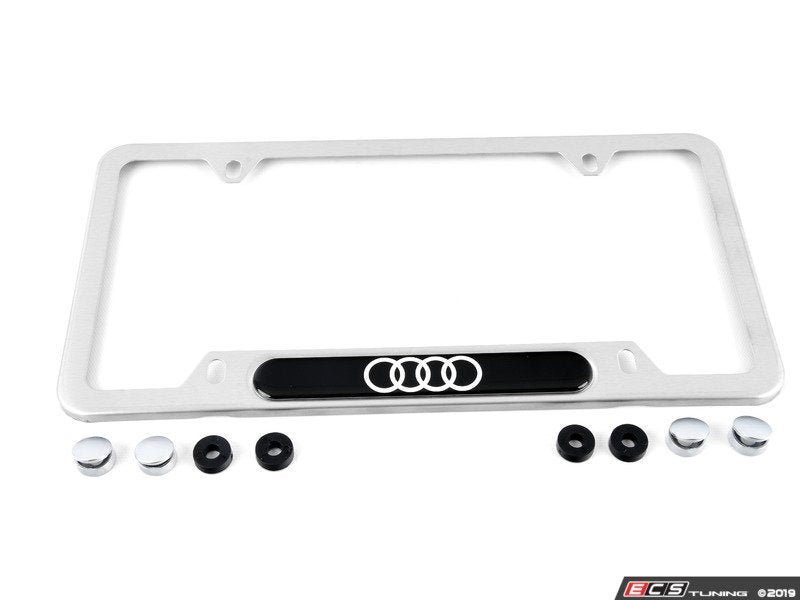 Audi Rings License Plate Frame - Brushed Stainless Steel