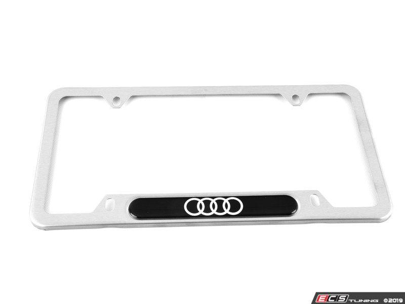 Audi Rings License Plate Frame - Brushed Stainless Steel