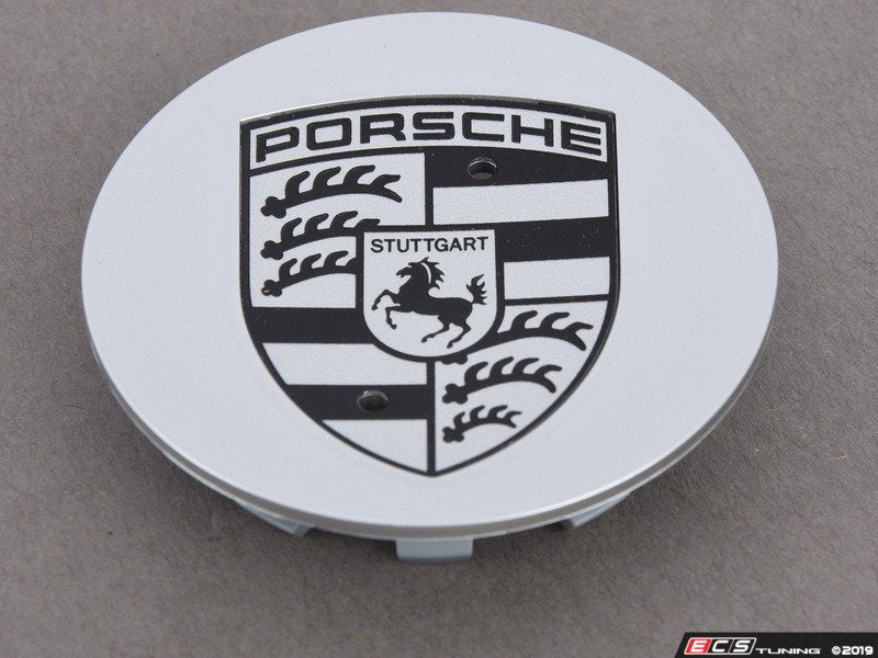 Silver Concave Center Cap With Black Porsche Crest - Priced Each