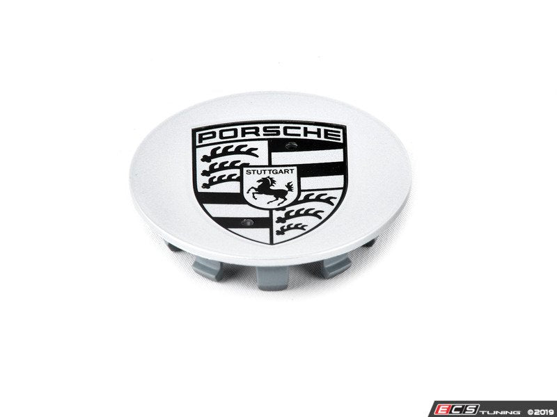 Silver Concave Center Cap With Black Porsche Crest - Priced Each