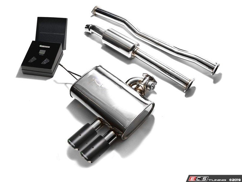 ARMYTRIX Stainless Steel Valvetronic Catback Exhaust System - Dual Carbon Fiber Tips F56/F57