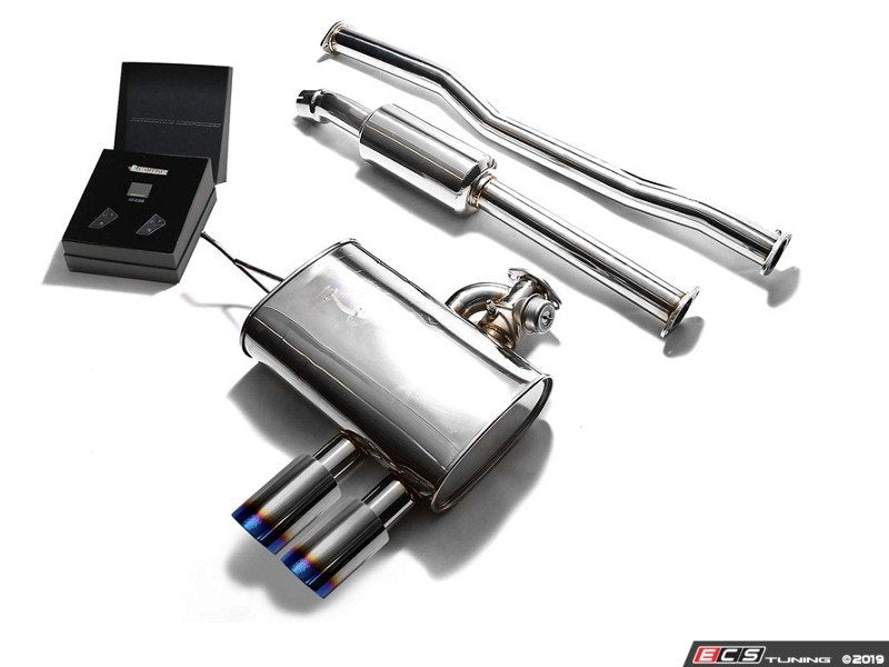 ARMYTRIX Stainless Steel Valvetronic Catback Exhaust System - Dual Blue Coated Tips F56/F57