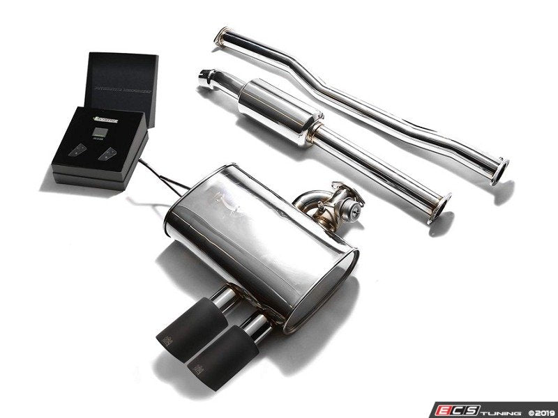 ARMYTRIX Stainless Steel Valvetronic Catback Exhaust System - Dual Matte Black Tips F56/F57