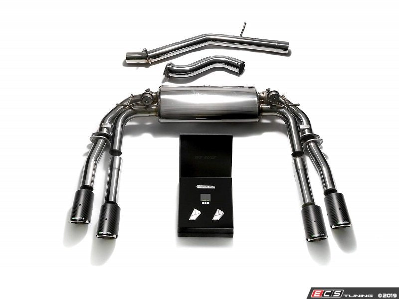 ARMYTRIX Stainless Steel Valvetronic Catback Exhaust System - Quad Carbon 3.5" Tips