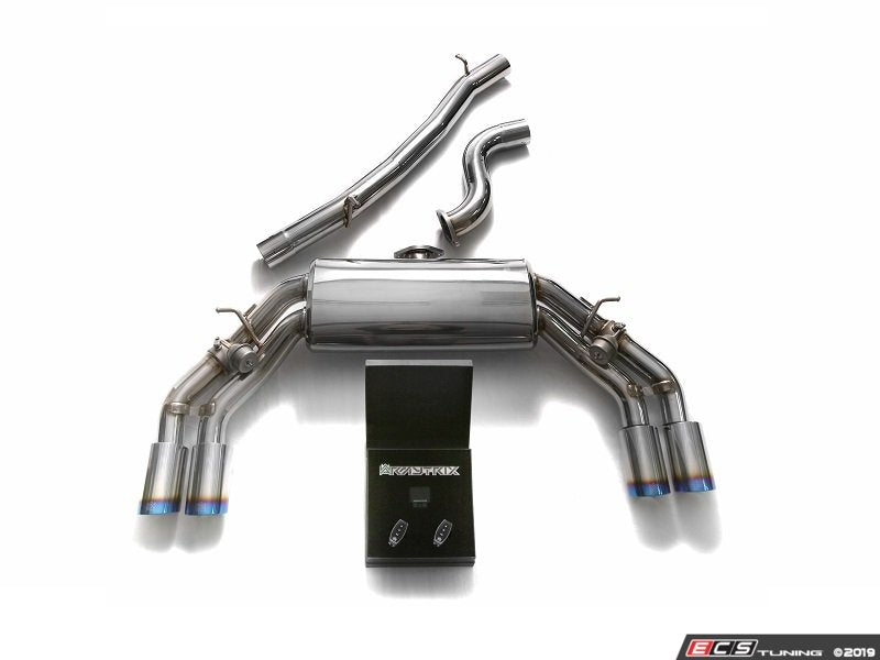 ARMYTRIX Stainless Steel Valvetronic Catback Exhaust System - Quad Blue Coated 3.5" Tips