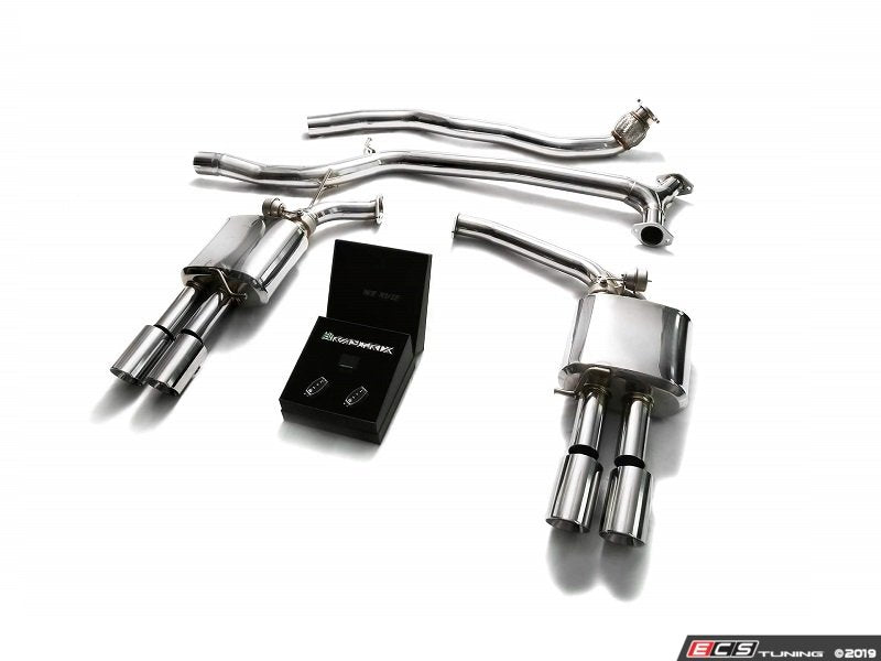 ARMYTRIX Stainless Steel Valvetronic Catback Exhaust System - Quad Chrome Silver 3.5" Tips