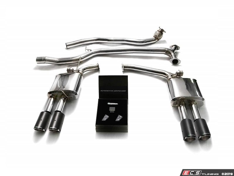 ARMYTRIX Stainless Steel Valvetronic Catback Exhaust System - Quad Carbon 3.5" Tips