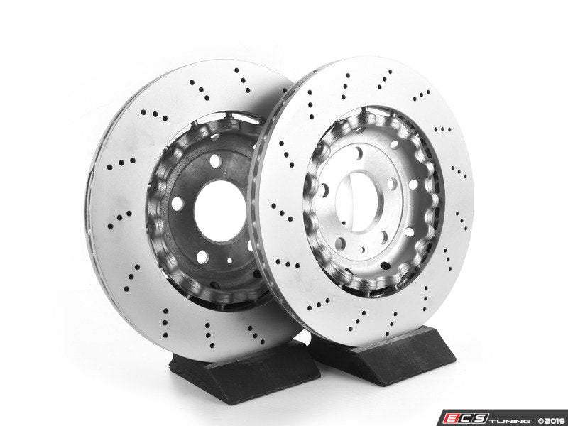 Rear Cross Drilled Brake Rotors - Pair (324x22)