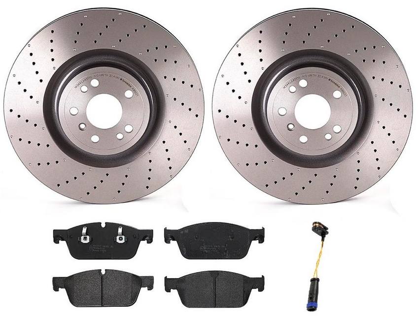 Mercedes Brakes Kit – Brembo Pads and Rotors Front (375mm) (Low-Met) 1664210912 – Brembo 1518705KIT