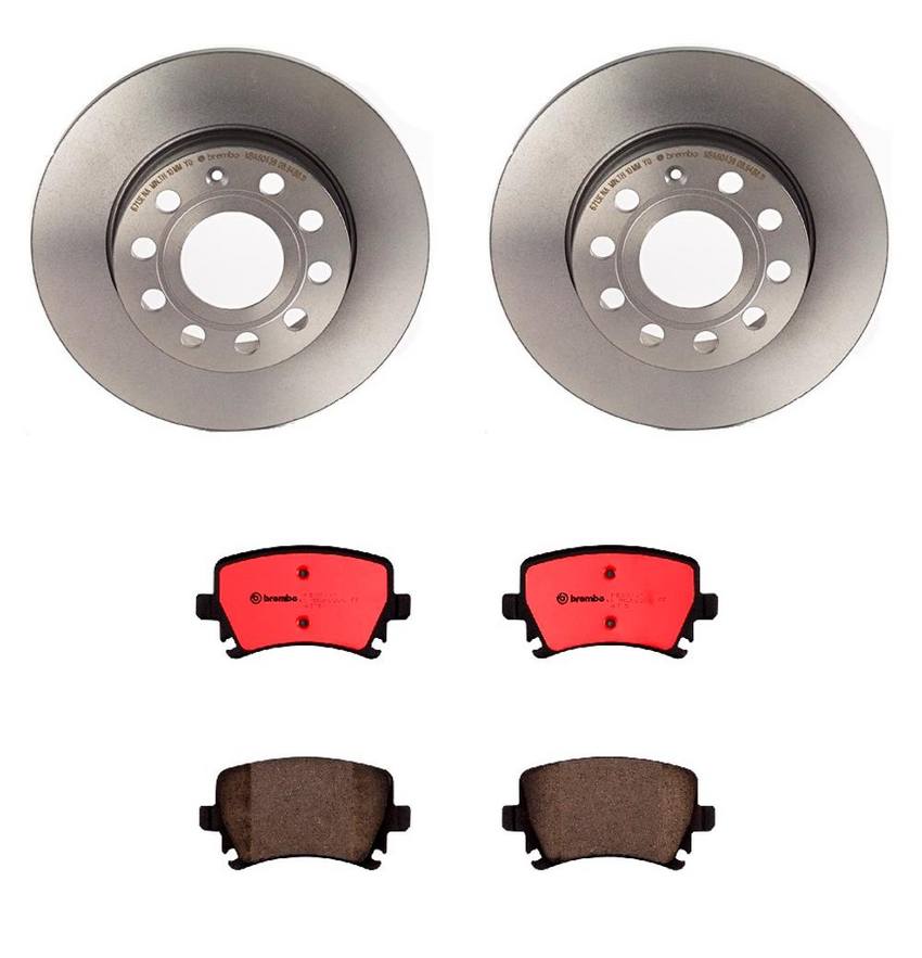 Audi VW Brakes Kit – Pads and Rotors Rear (260mm) (Ceramic) 8E0698451J – Brembo 1534735KIT