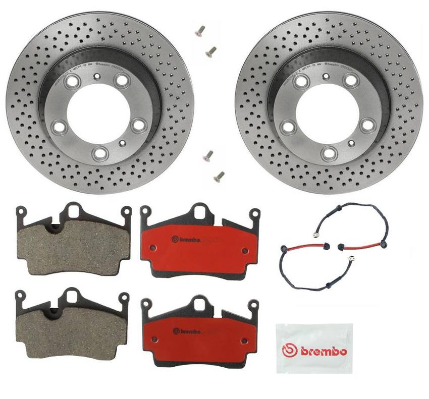 Porsche Brembo Brakes Kit – Pads and Rotors Rear (299mm) (Ceramic) 99735293900 – Brembo 1535927KIT