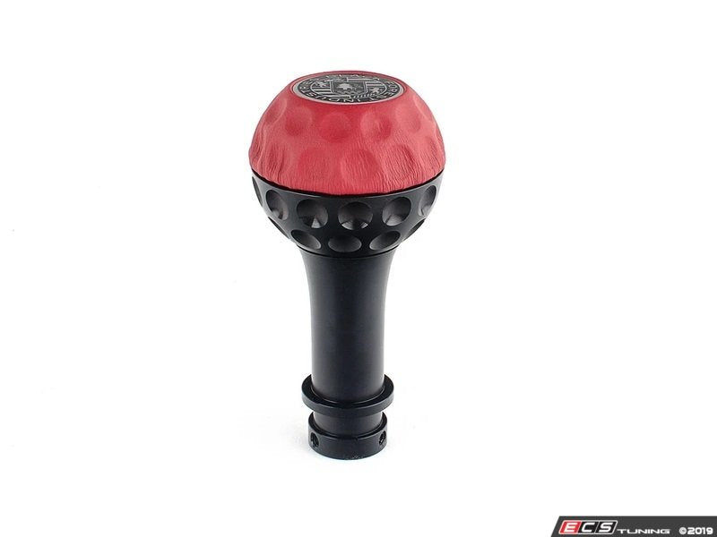 BFI Heavy Weight Shift Knob Schwarz - Rosso Centaurus Leather - Black Anodized