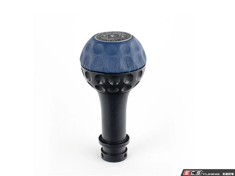 BFI Heavy Weight Shift Knob Schwarz - Maritime Blue Leather - Black Anodized