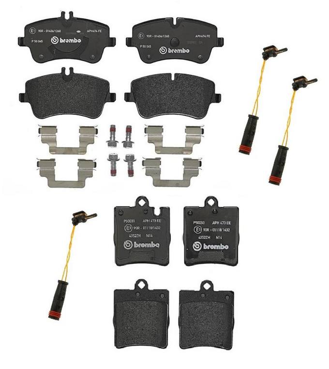 Mercedes Brakes Kit – Brembo Pads Front and Rear (Low-Met) 006420622041 – Brembo 1558282KIT