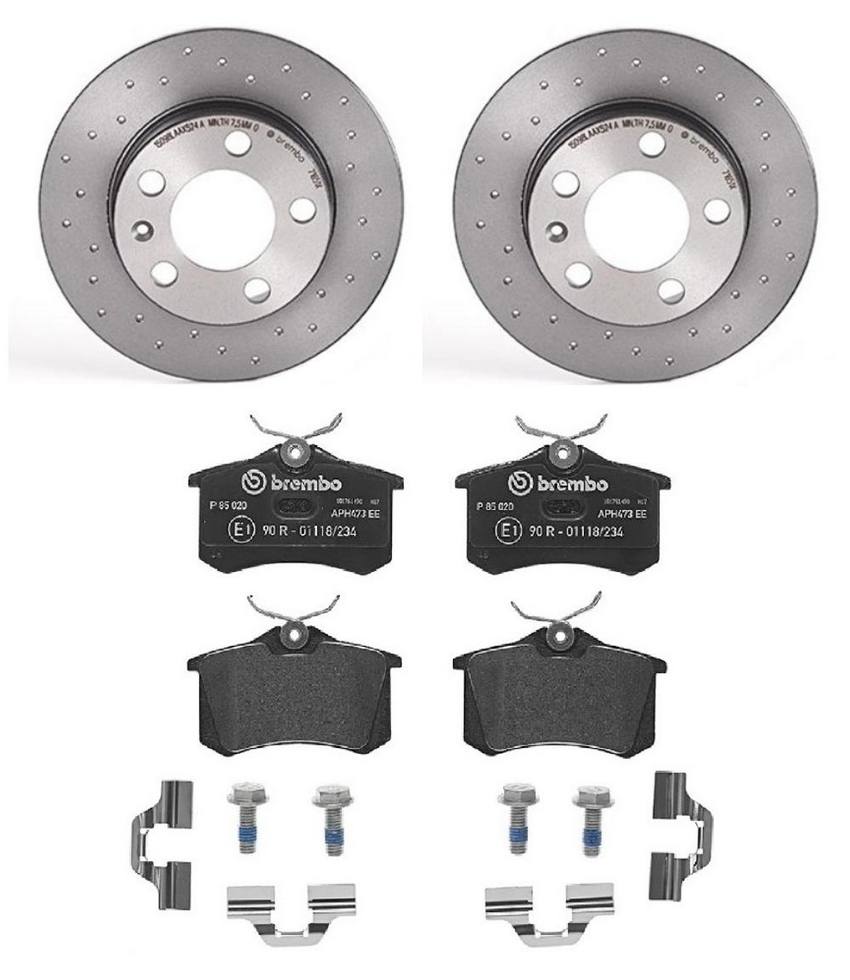 Audi VW Brakes Kit – Pads and Rotors Rear (232mm) (Xtra) (Low-Met) 8E0698451L – Brembo 1564371KIT