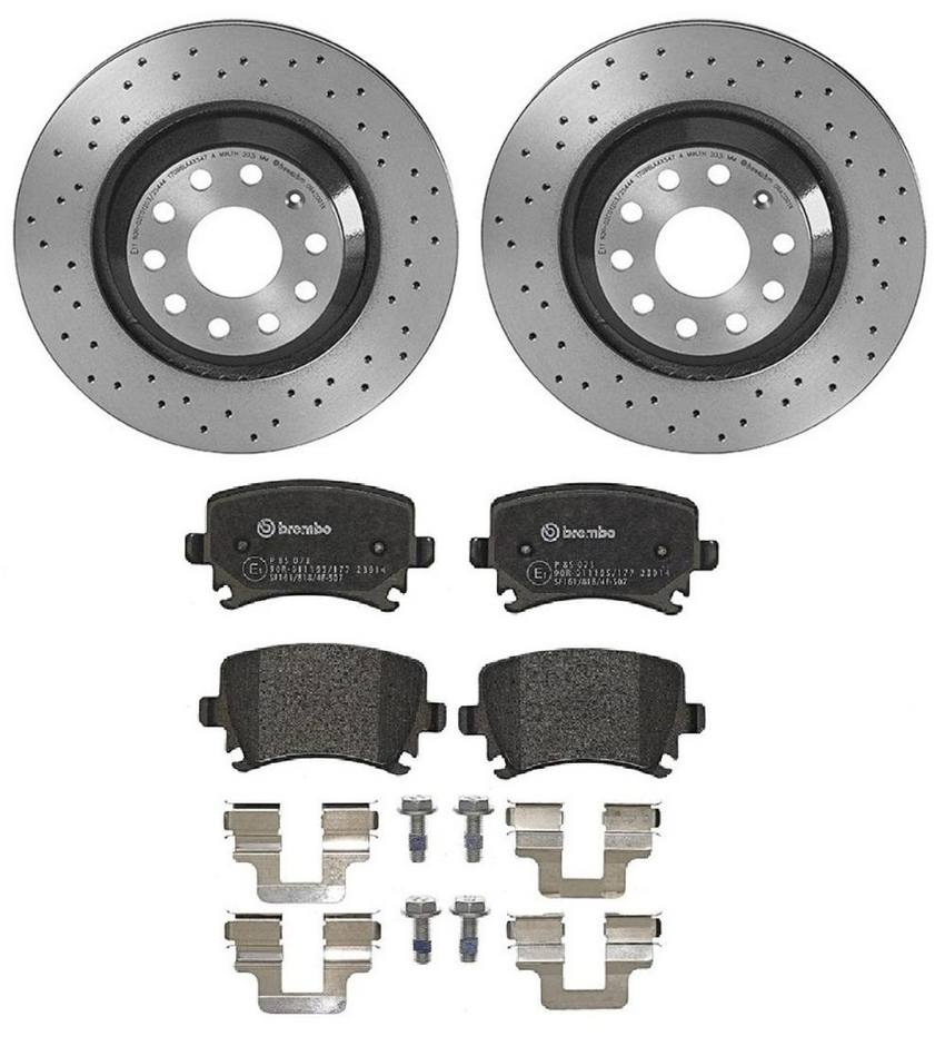 Audi VW Brakes Kit – Pads and Rotors Rear (310mm) (Xtra) (Low-Met) 8E0698451J – Brembo 1564434KIT