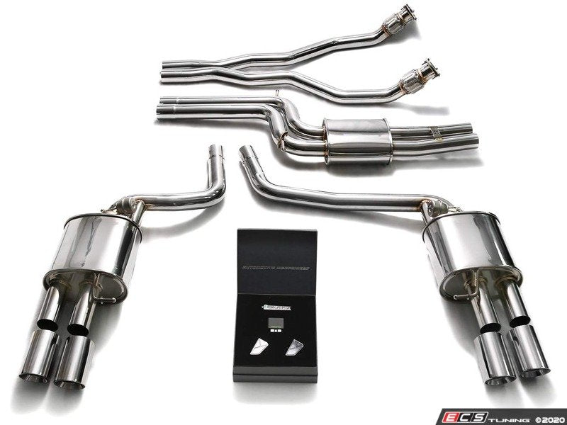 ARMYTRIX Stainless Steel Valvetronic Catback Exhaust System - Quad Chrome Silver Tips