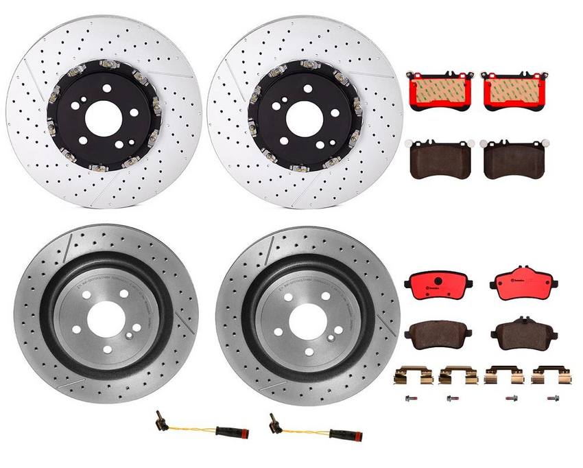 Mercedes Brakes Kit – Pads & Rotors Front and Rear (360mm/330mm) (Ceramic) 2194210212 – Brembo 1588850KIT