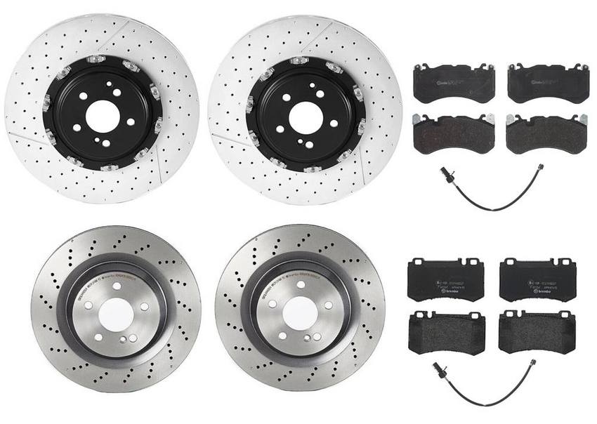 Brembo Brake Pads and Rotors Kit – Front and Rear (390mm/330mm) (Low-Met)